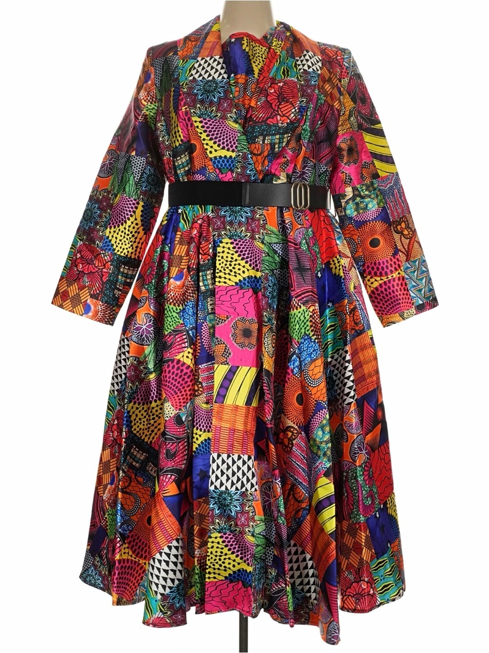 Peeress Multicolor Modest Long-Sleeve Fit & Flare Dress